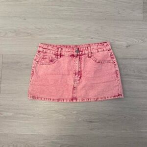 Pink Denim Mini Skirt